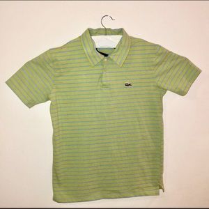 Mens lacoste green and blue stripe polo shirt